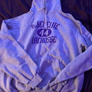 grey and purple hoodie
